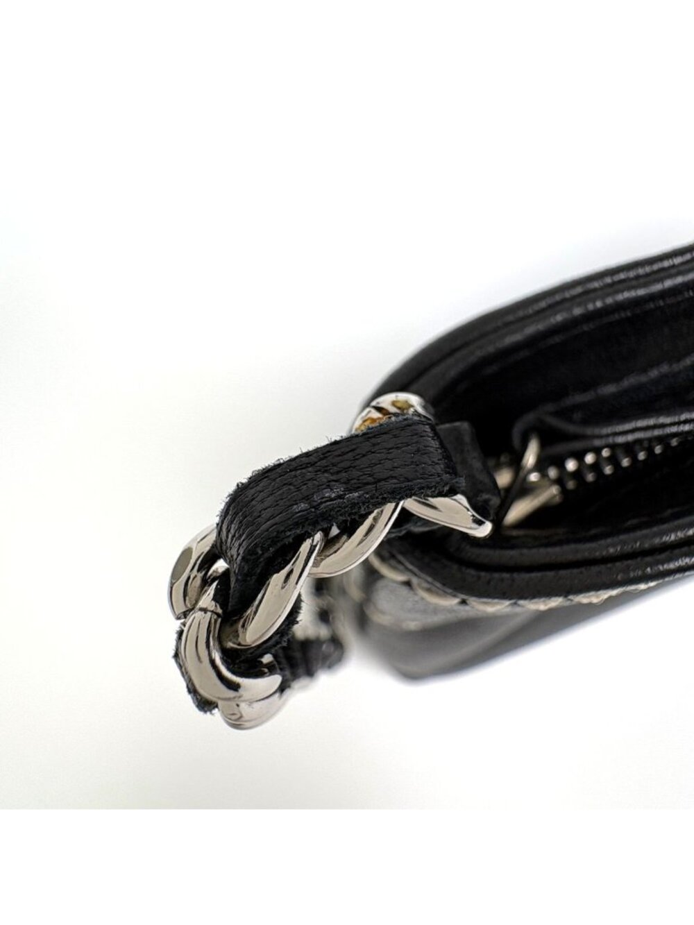 Chanel Logo Che Handbag Pouch Leather Black - Picture 5 of 8